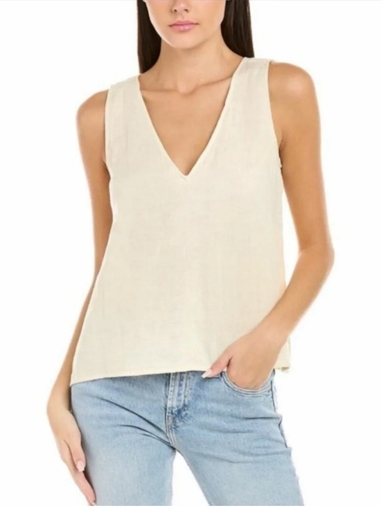 Johnny Was Tops - JOHNNY WAS Calme Drape Tank Top XL Cream Sleeveless Cotton Minimalist Lagenlook